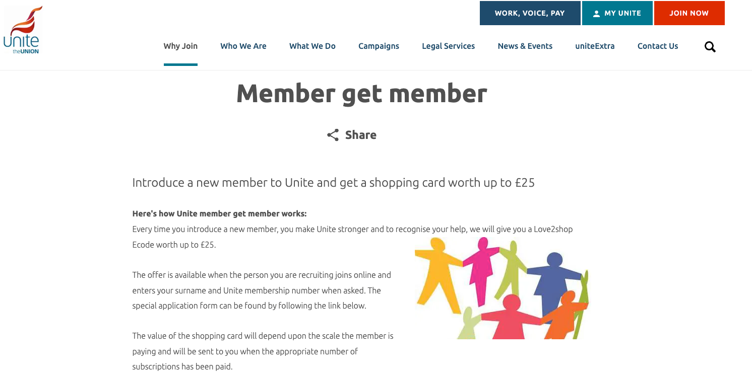 Unite referral program example