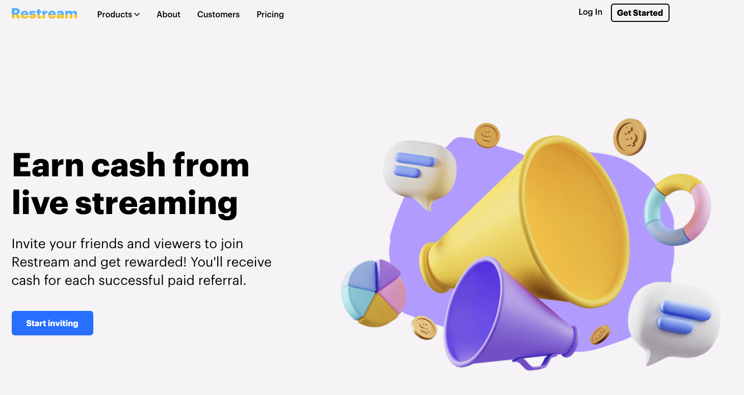 Restream referral program example