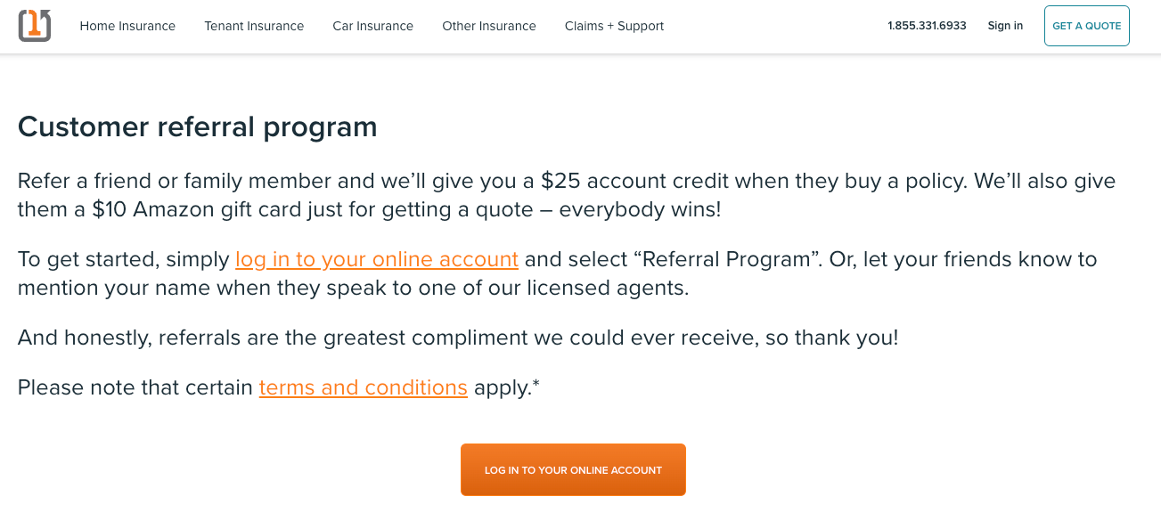 SquareOne referral program example