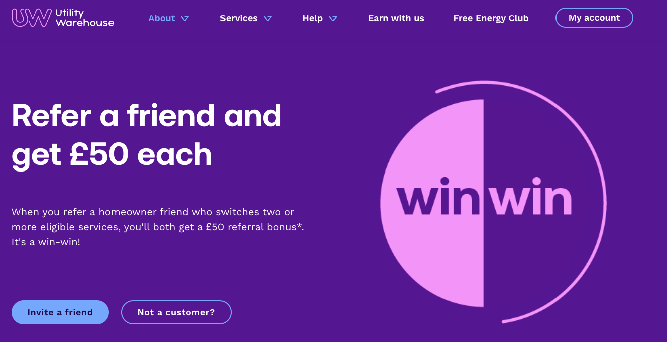 Utility Warehouse referral program example