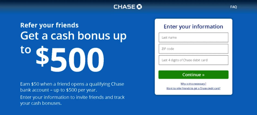 Chase Bank Referral Program Example